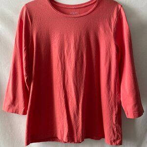 Chico's Womens Red Round Neck 3/4 Sleeve Soft Comfy The Ultimate Tee Size 2 US L